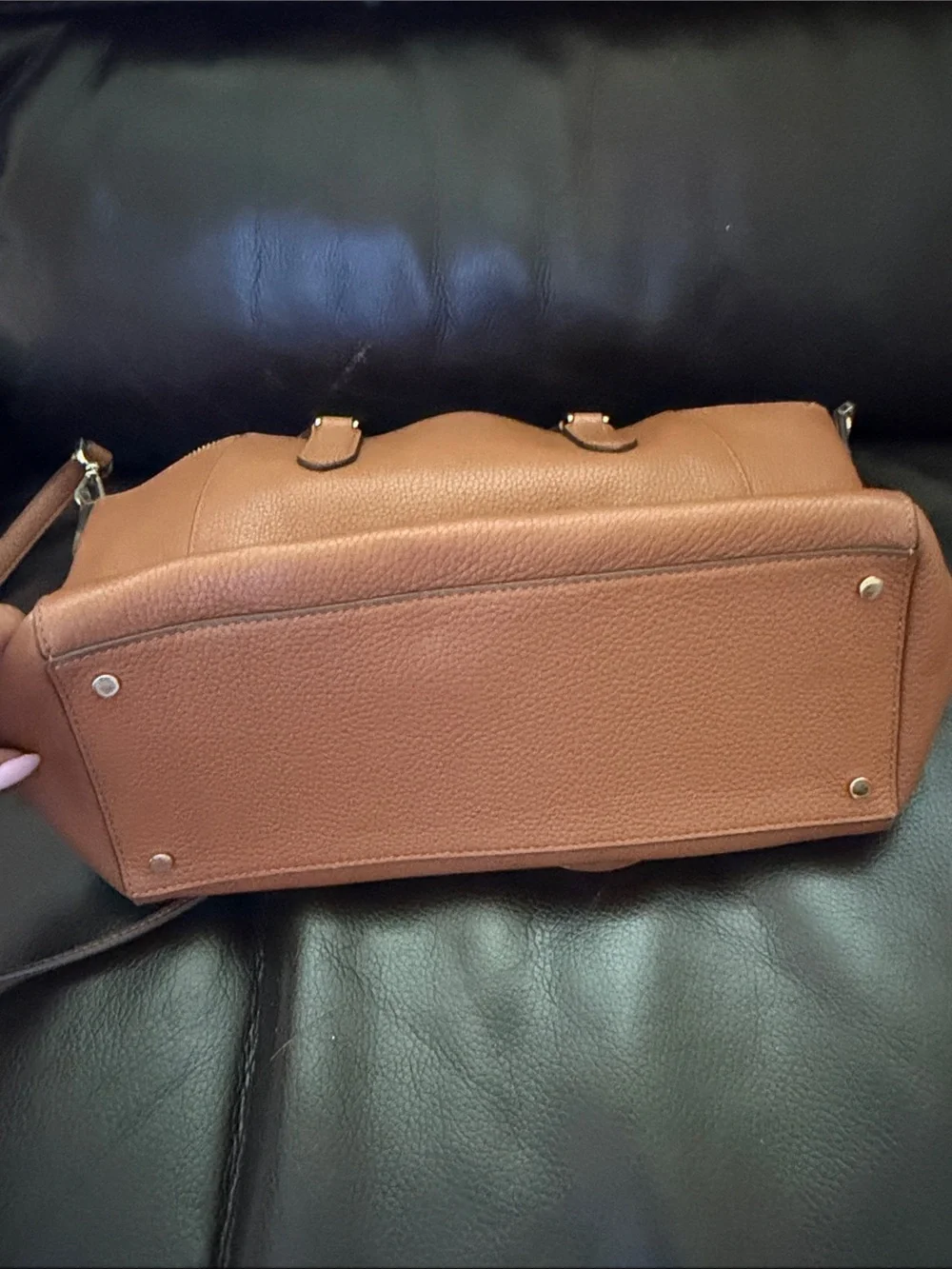 kate spade Tan Pebbled Leather Satchel with Removable Strap